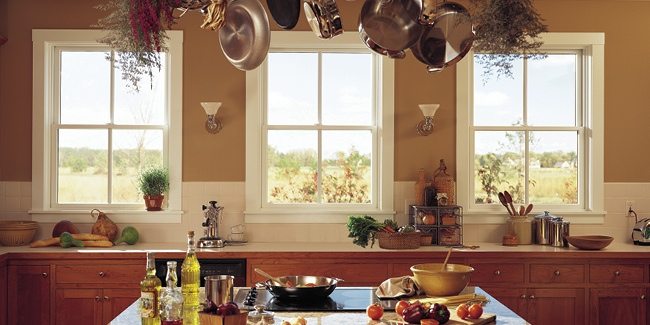 Andersen windows interior in kitchen with island