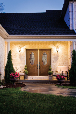 Fiber-Classic Mahogany Collection, Concorde Glass Double Doors, Black Nickel Caming | FCM916