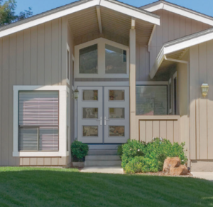 Beige house with new therma-tru entry door